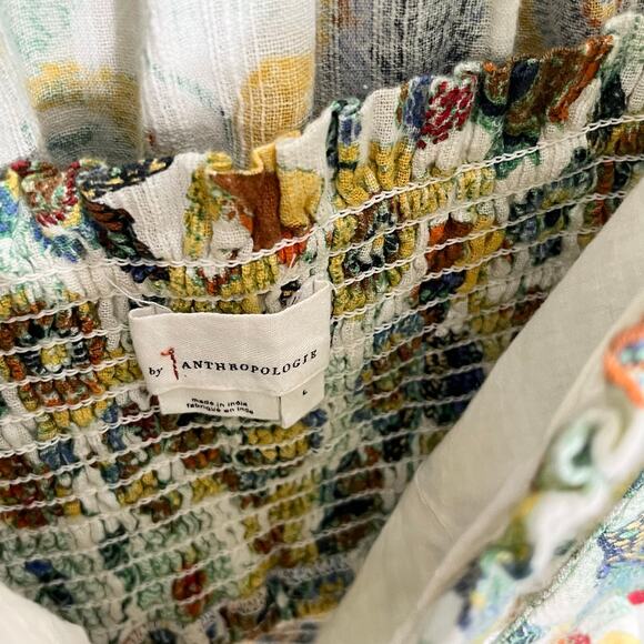 Anthropologie Crop Top 2 Piece Set Womens Large Green Floral Cotton Resort Wear - Picture 8 of 15